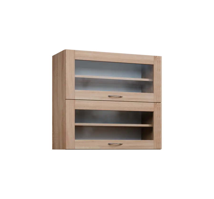 CHVV - 8S horní skříňka, 2 výklopy, prosklená, 730x800x300, dub bardolino