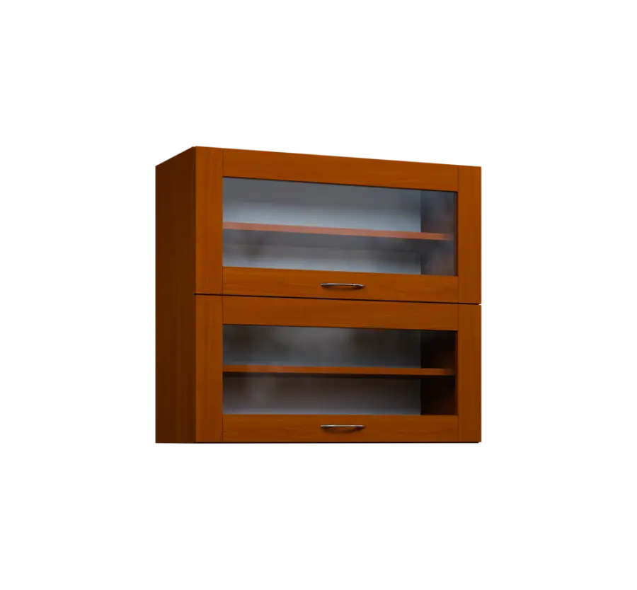 CHVV - 8S horní skříňka, 2 výklopy, prosklená, 730x800x300, třešeň šumavská