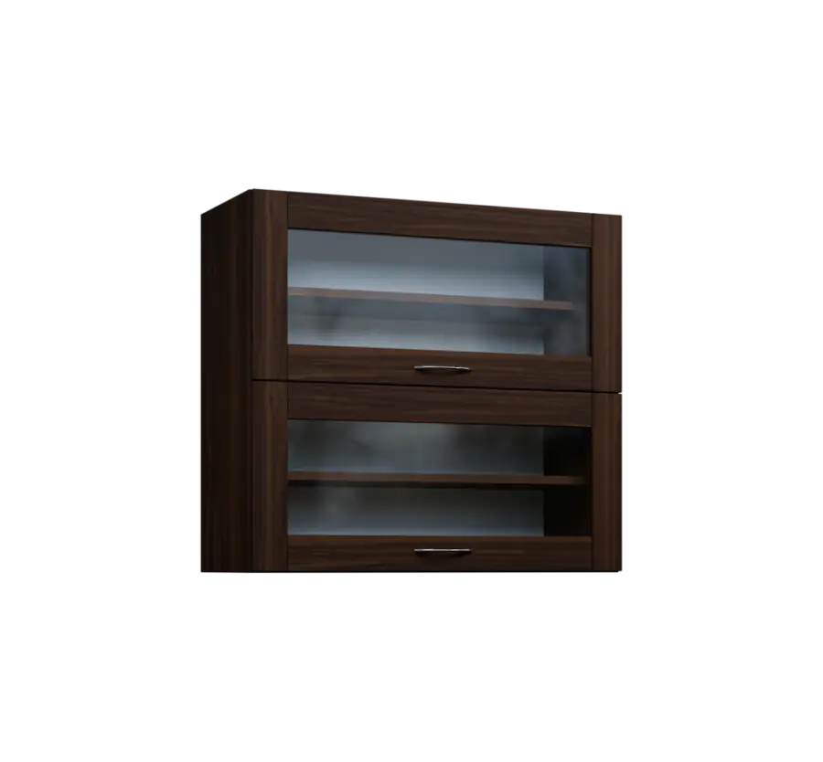 CHVV - 8S horní skříňka, 2 výklopy, prosklená, 730x800x300, ořech královský