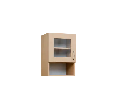 CH5 - 4NS horní skříňka, 1-dveřová, prosklená/nika, levá, 580x400x300, bříza světlá