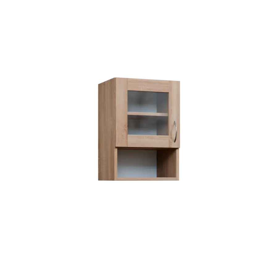 CH5 - 4NS horní skříňka, 1-dveřová, prosklená/nika, levá, 580x400x300, dub bardolino