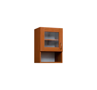 CH5 - 4NS horní skříňka, 1-dveřová, prosklená/nika, levá, 580x400x300, olše jantar