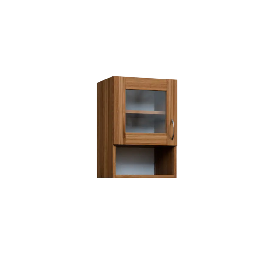 CH5 - 4NS horní skříňka, 1-dveřová, prosklená/nika, levá, 580x400x300, ořech světlý