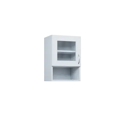 CH5 - 4NS horní skříňka, 1-dveřová, prosklená/nika, levá, 580x400x300, bílá