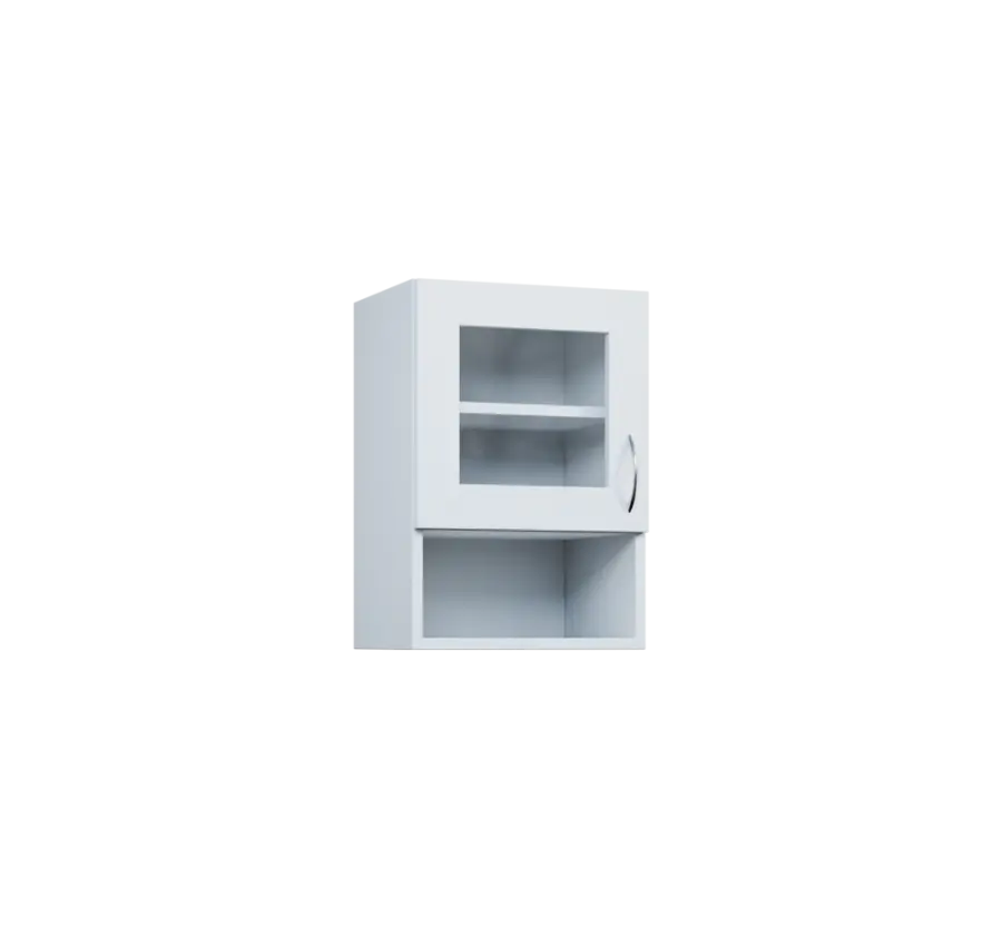 CH5 - 4NS horní skříňka, 1-dveřová, prosklená/nika, levá, 580x400x300, bílá