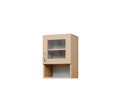 CH5 - 4NS horní skříňka, 1-dveřová, prosklená/nika, pravá, 580x400x300, bříza světlá
