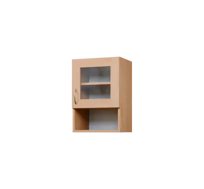 CH5 - 4NS horní skříňka, 1-dveřová, prosklená/nika, pravá, 580x400x300, javor horský