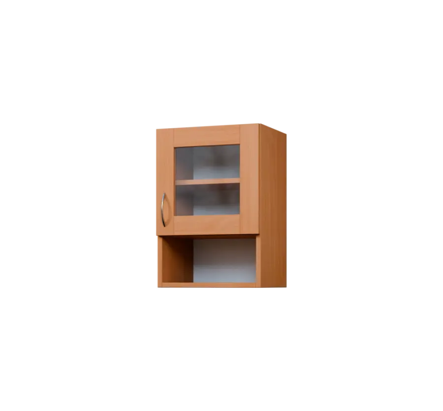 CH5 - 4NS horní skříňka, 1-dveřová, prosklená/nika, pravá, 580x400x300, buk royal