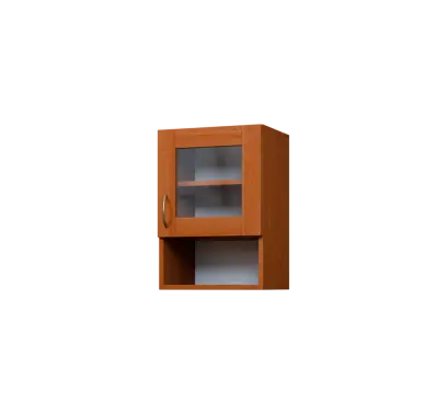 CH5 - 4NS horní skříňka, 1-dveřová, prosklená/nika, pravá, 580x400x300, olše jantar