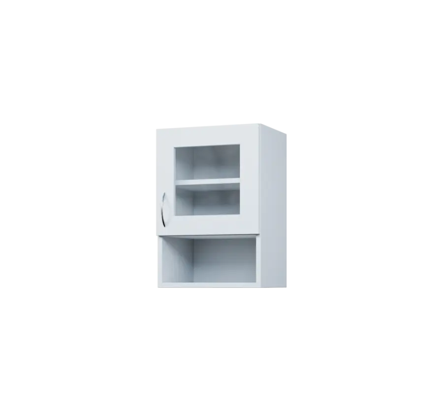 CH5 - 4NS horní skříňka, 1-dveřová, prosklená/nika, pravá, 580x400x300, bílá