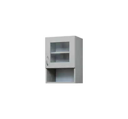 CH5 - 4NS horní skříňka, 1-dveřová, prosklená/nika, pravá, 580x400x300, šedá