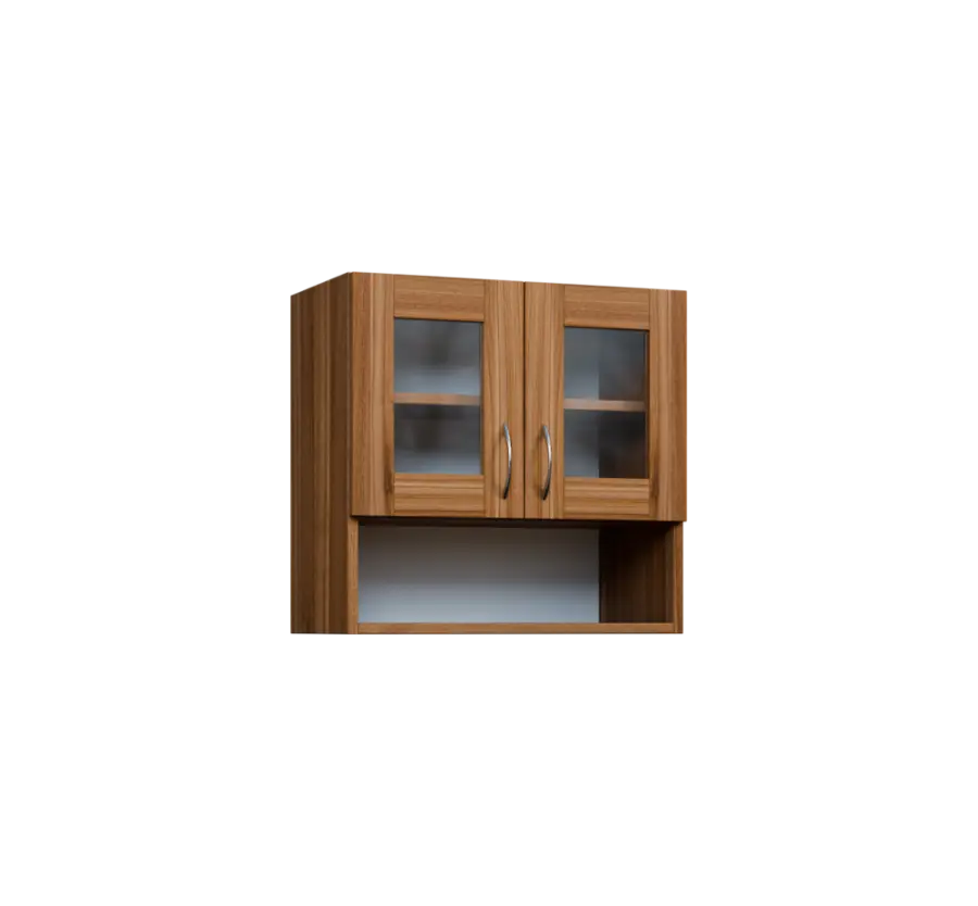 CH5 - 6NS2 horní skříňka, 2-dveřová, prosklená/nika, 580x600x300, ořech světlý