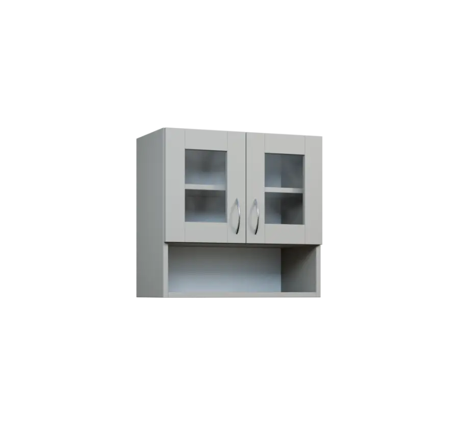 CH5 - 6NS2 horní skříňka, 2-dveřová, prosklená/nika, 580x600x300, šedá