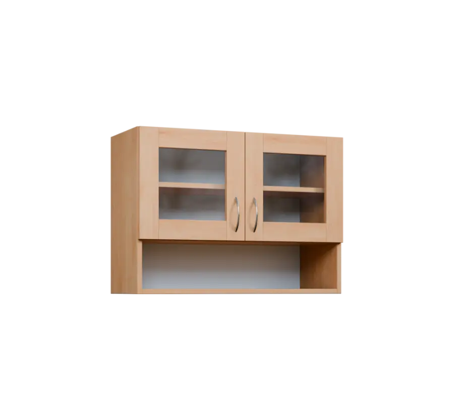 CH5 - 8NS horní skříňka, 2-dveřová, prosklená/nika, 580x800x300, javor horský