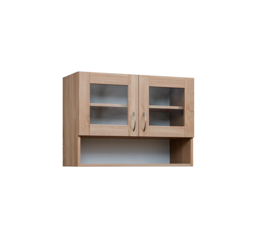 CH5 - 8NS horní skříňka, 2-dveřová, prosklená/nika, 580x800x300, dub bardolino