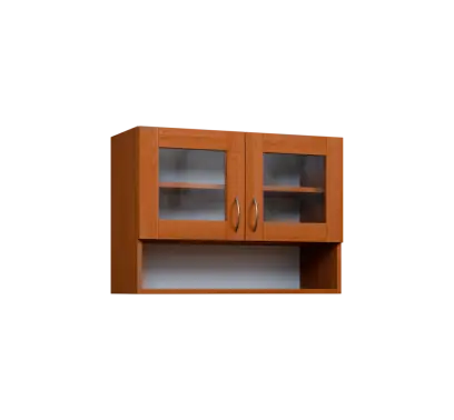 CH5 - 8NS horní skříňka, 2-dveřová, prosklená/nika, 580x800x300, olše jantar