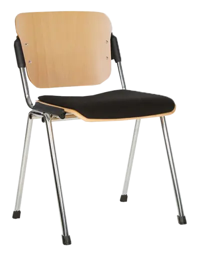 DELTA, židle konferenční, skořepina buk, látka černá, podnož chrom
