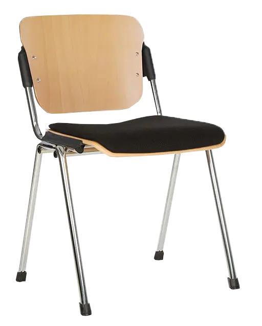 DELTA, židle konferenční, skořepina buk, látka černá, podnož chrom