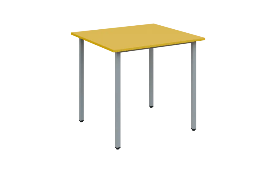 JSB 80 N jídelní stůl, kovová podnož stříbrná, deska 18 mm, 800x800 mm, žlutá odio