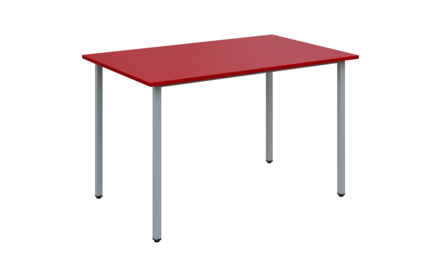 JSB 120 N jídelní stůl, kovová podnož stříbrná, deska 18 mm, 1194x800 mm, červená flamengo