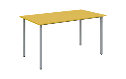 JSB 140 N jídelní stůl, kovová podnož stříbrná, deska 18 mm, 1394x800 mm, žlutá odio