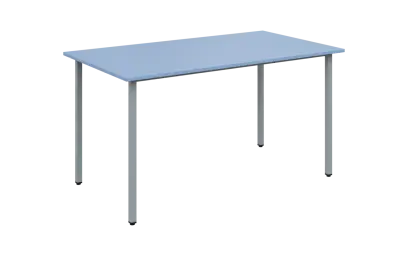 JSB 140 N jídelní stůl, kovová podnož stříbrná, deska 18 mm, 1394x800 mm, pastelově modrá