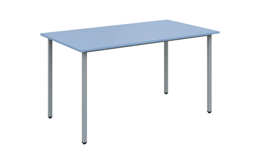 JSB 140 N jídelní stůl, kovová podnož stříbrná, deska 18 mm, 1394x800 mm, pastelově modrá