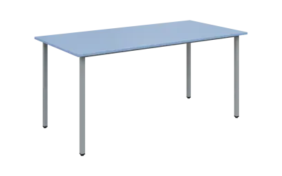 JSB 160 N jídelní stůl, kovová podnož stříbrná, deska 18 mm, 1600x800 mm, pastelově modrá