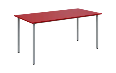 JSB 160 N jídelní stůl, kovová podnož stříbrná, deska 18 mm, 1600x800 mm, červená flamengo