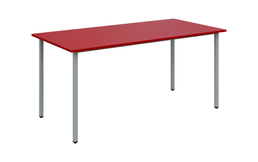 JSB 160 N jídelní stůl, kovová podnož stříbrná, deska 18 mm, 1600x800 mm, červená flamengo