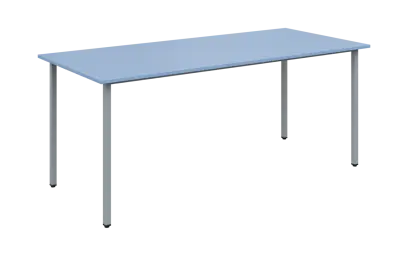 JSB 180 N jídelní stůl, kovová podnož stříbrná, deska 18 mm, 1800x800 mm, pastelově modrá