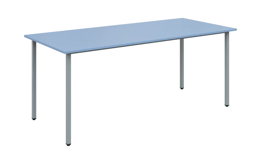 JSB 180 N jídelní stůl, kovová podnož stříbrná, deska 18 mm, 1800x800 mm, pastelově modrá