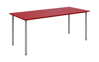 JSB 180 N jídelní stůl, kovová podnož stříbrná, deska 18 mm, 1800x800 mm, červená flamengo