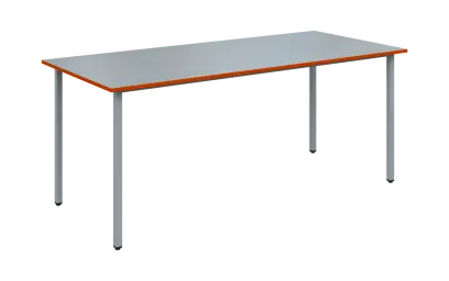 JSB 180 N jídelní stůl, kovová podnož stříbrná, deska 18 mm, deska šedá s hranou, pomeranč, 1800x800 mm