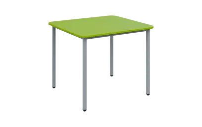 JSBR 90 N jídelní stůl, kovová podnož stříbrná, deska 18 mm, 900x900 mm, jarní zeleň