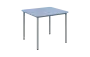 JSBR 90 N jídelní stůl, kovová podnož stříbrná, deska 18 mm, 900x900 mm, pastelově modrá