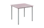 JSBR 90 N jídelní stůl, kovová podnož stříbrná, deska 18 mm, 900x900 mm, pastelově růžová