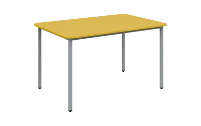 JSBR 130 N jídelní stůl, kovová podnož stříbrná, deska 18 mm, 1300x900 mm, žlutá odio