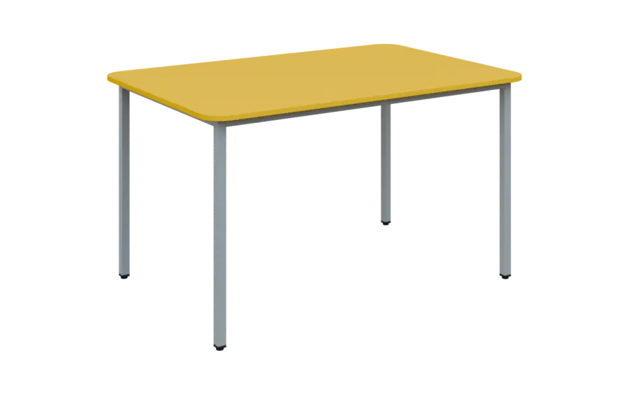 JSBR 130 N jídelní stůl, kovová podnož stříbrná, deska 18 mm, 1300x900 mm, žlutá odio