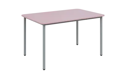 JSBR 130 N jídelní stůl, kovová podnož stříbrná, deska 18 mm, 1300x900 mm, pastelově růžová