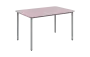 JSBR 130 N jídelní stůl, kovová podnož stříbrná, deska 18 mm, 1300x900 mm, pastelově růžová