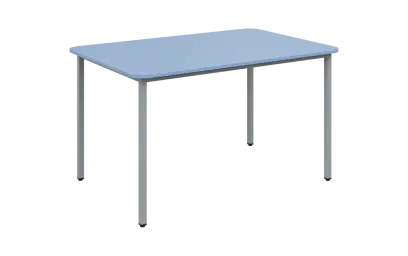 JSBR 130 N jídelní stůl, kovová podnož stříbrná, deska 18 mm, 1300x900 mm, pastelově modrá