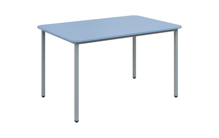 JSBR 130 N jídelní stůl, kovová podnož stříbrná, deska 18 mm, 1300x900 mm, pastelově modrá