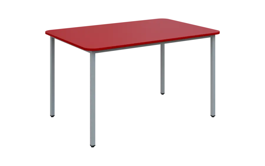 JSBR 130 N jídelní stůl, kovová podnož stříbrná, deska 18 mm, 1300x900 mm, červená flamengo