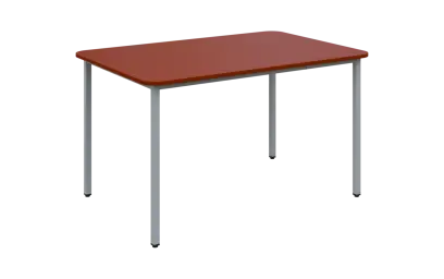 JSBR 130 N jídelní stůl, kovová podnož stříbrná, deska 18 mm, 1300x900 mm, cihlově červená