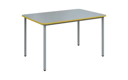 JSBR 130 N jídelní stůl, kovová podnož stříbrná, deska 18 mm, deska šedá s hranou, žlutá odio, 1300x900 mm