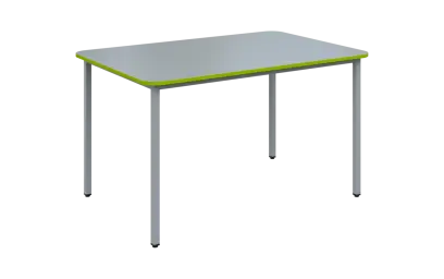 JSBR 130 N jídelní stůl, kovová podnož stříbrná, deska 18 mm, deska šedá s hranou, jarní zeleň, 1300x900 mm