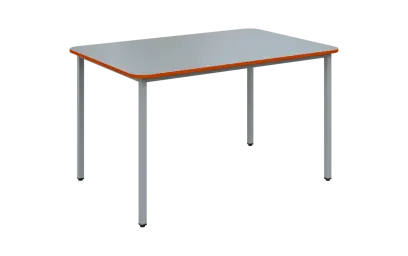 JSBR 130 N jídelní stůl, kovová podnož stříbrná, deska 18 mm, deska šedá s hranou, pomeranč, 1300x900 mm