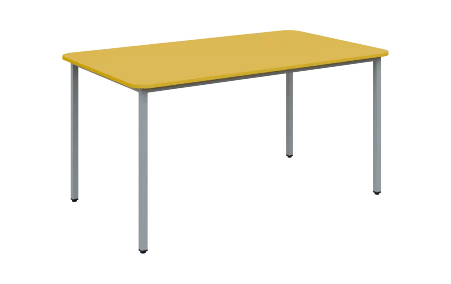 JSBR 150 N jídelní stůl, kovová podnož stříbrná, deska 18 mm, 1500x900 mm, žlutá odio