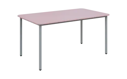 JSBR 150 N jídelní stůl, kovová podnož stříbrná, deska 18 mm, 1500x900 mm, pastelově růžová